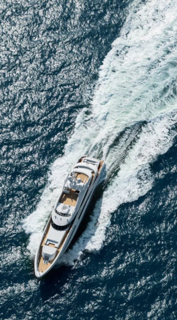 luxury yacht moving at high speed